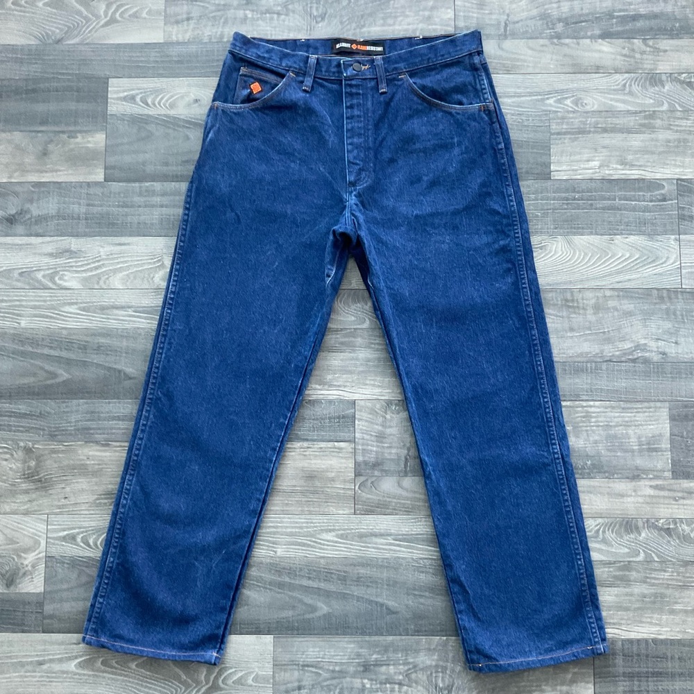 34x32 Wrangler FR Relaxed Fit Jeans Mens Blue Cowboy Cut Flame Resistant FR31MWZ